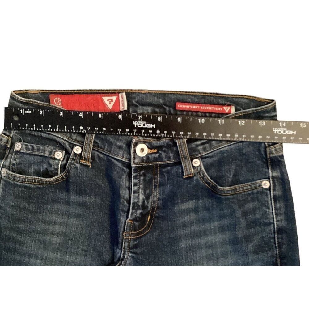 GUESS Vintage Low Rise Straight Bootcut Jean Dark Wash 25 - Picture 5 of 9